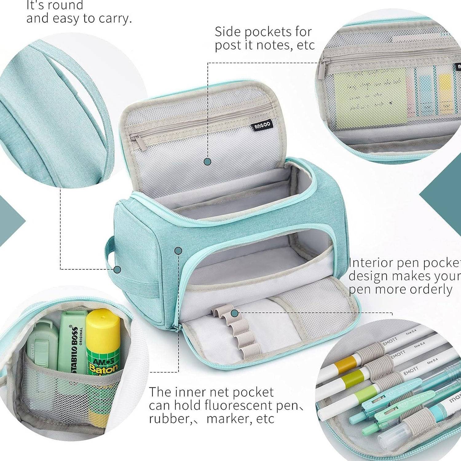 Large Capacity Multi-functional Double-decker Stationery Box 3