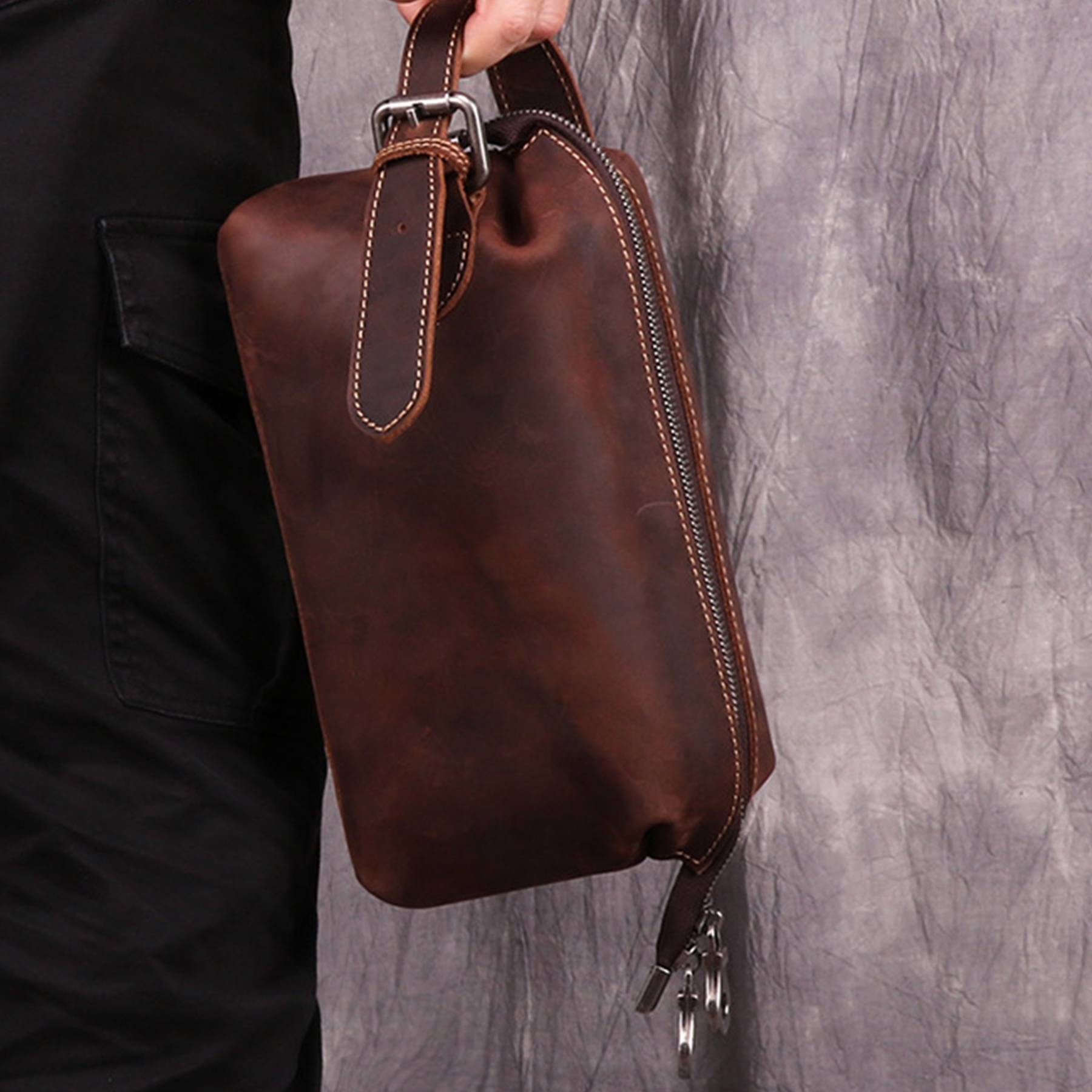 Genuine Leather Clutch for Men Organizer Wrist Bag 6