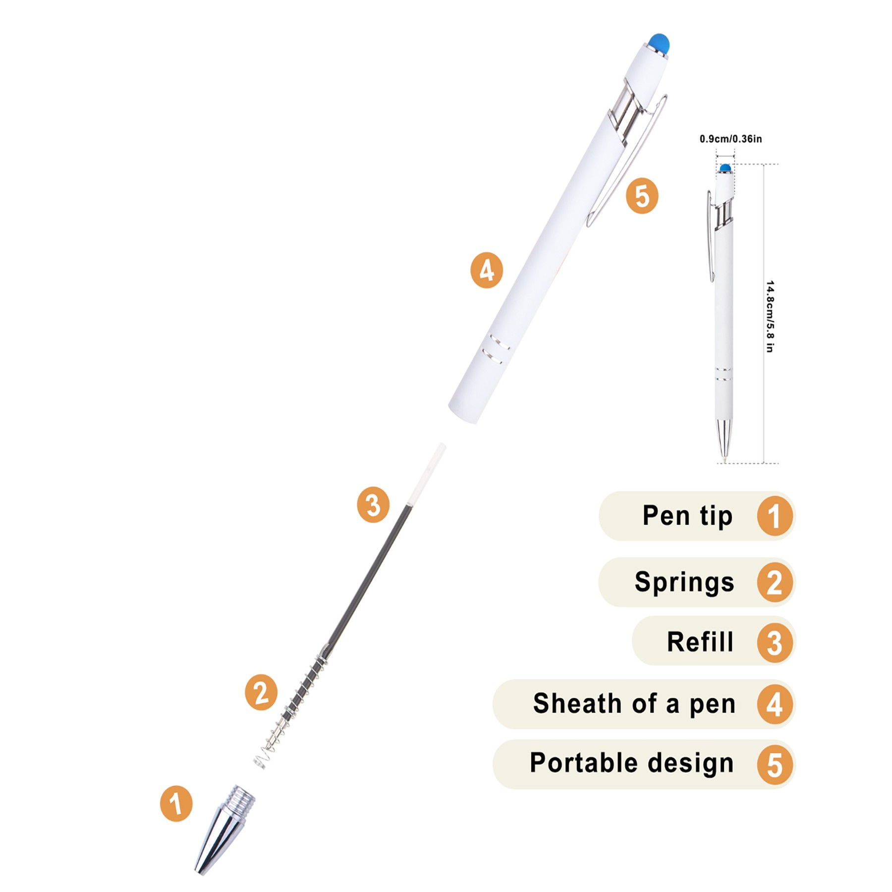 Touchable Metal Aluminum Barrel Click Action Ballpoint Pen 2