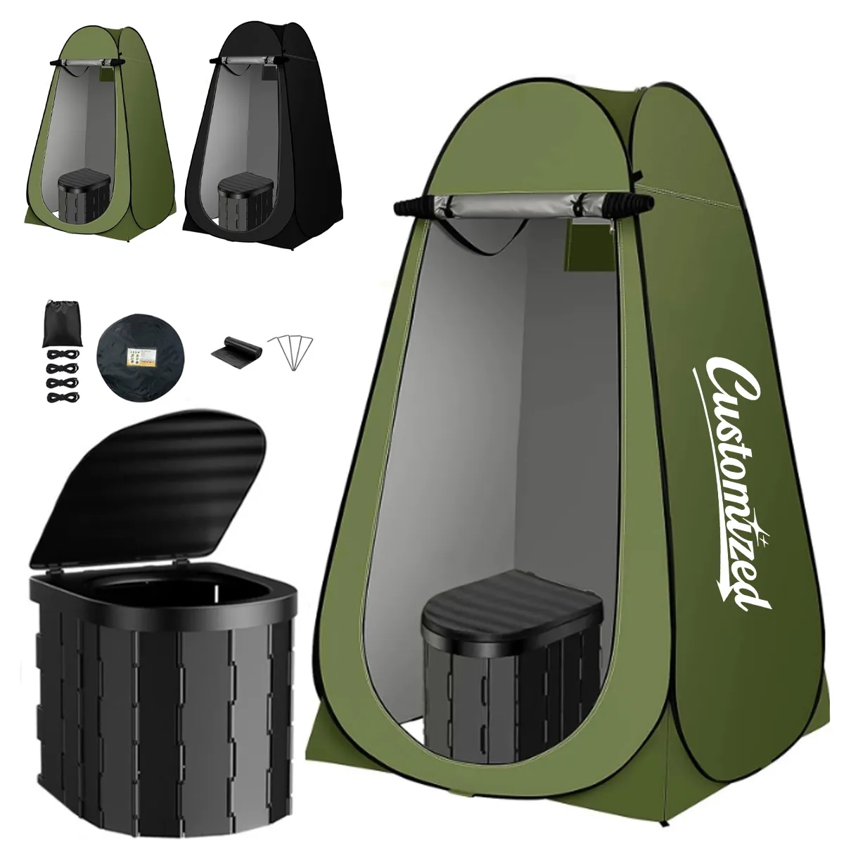 4ft Privacy Shelter Tent with Camping Toilet Set & Backpack 7