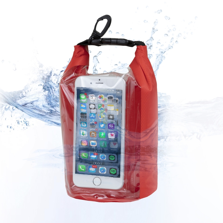 7" W x 11" H "The Navagio" 2.5 Liter Water Resistant Dry Bag With Clear Pocket Window 27