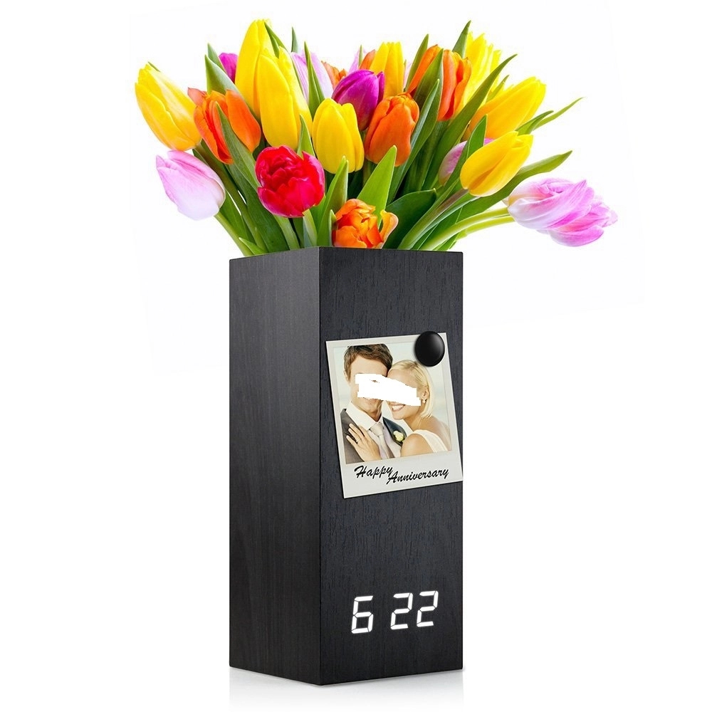 Wooden Digital Pen Holder Clock 3