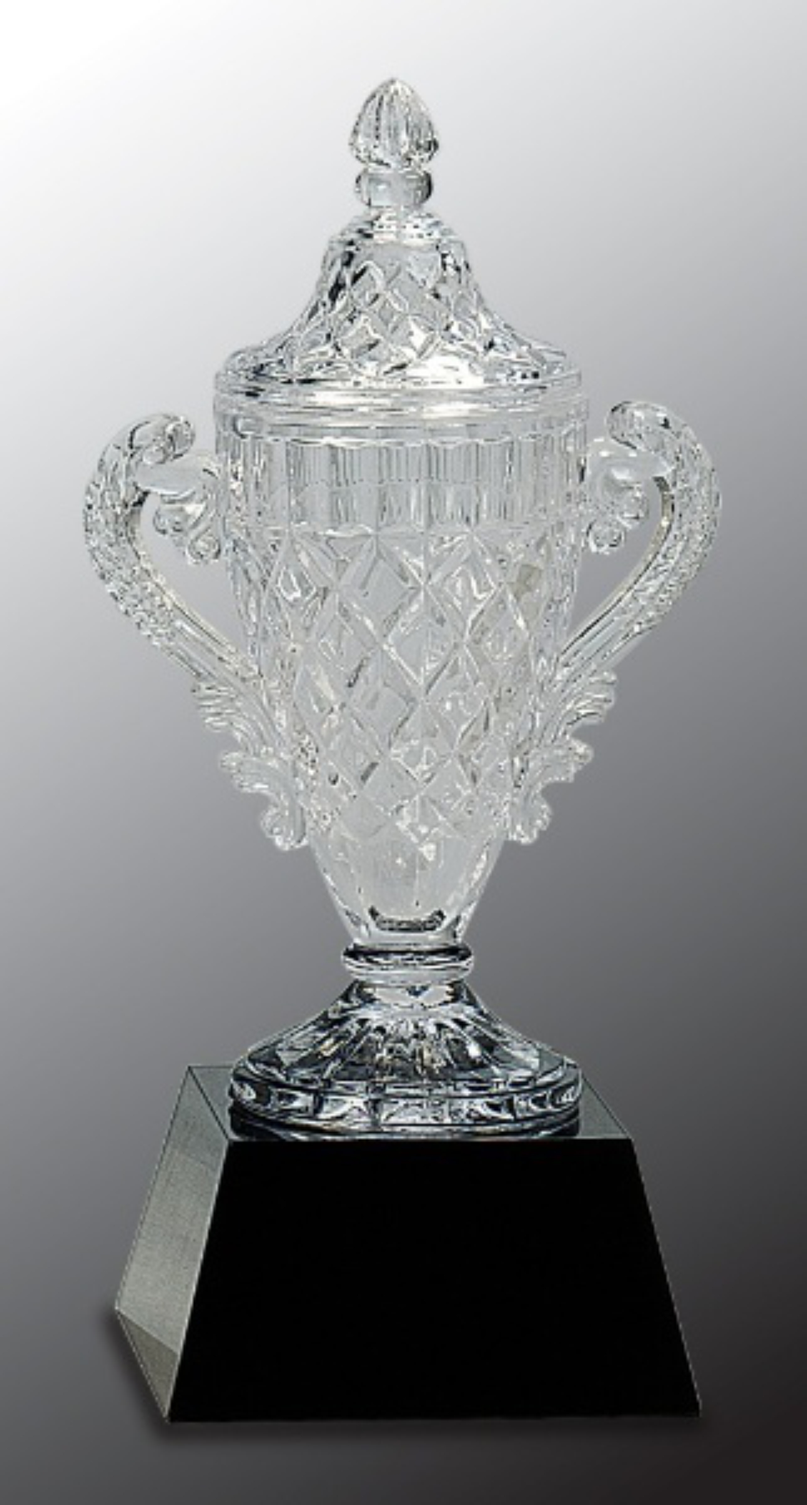 10 3/4" Crystal Cup on Black Pedestal Base Crystal Award 2
