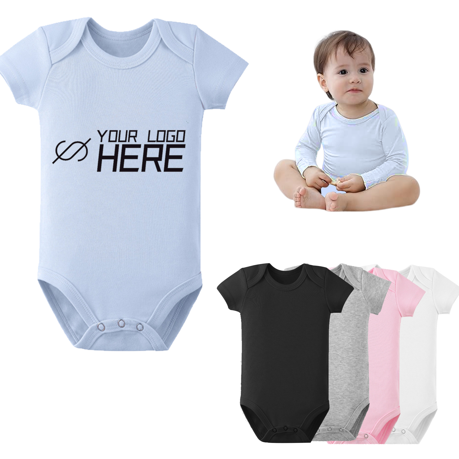 Short Sleeve Babysuit Cotton Onesie Unisex For Newborn 2