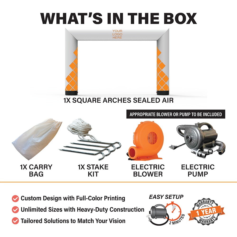 Custom Inflatable Square Arch - Constant or Sealed Air 2