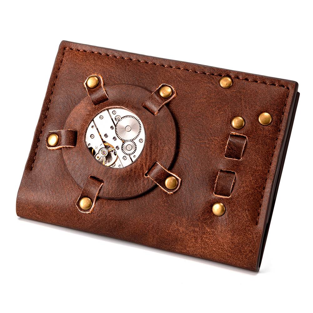 PU brown punk wallet 4