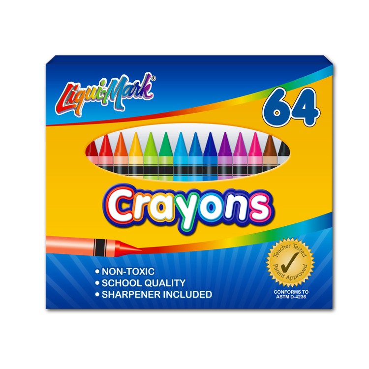 64 Pack Crayons with Sharpener - Assorted Colors