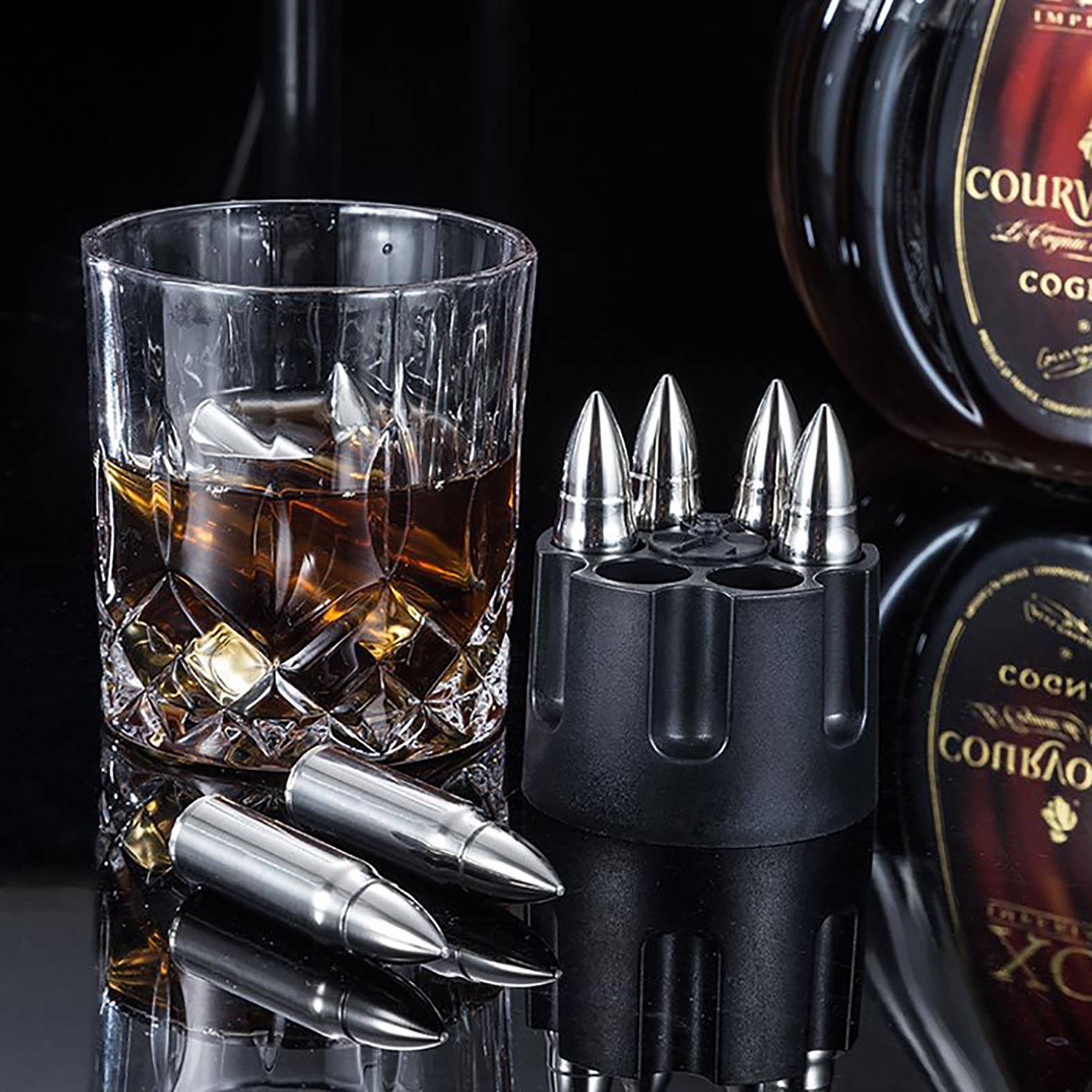 Stainless Steel Bullet Ice Cube Set For Whiskey 2