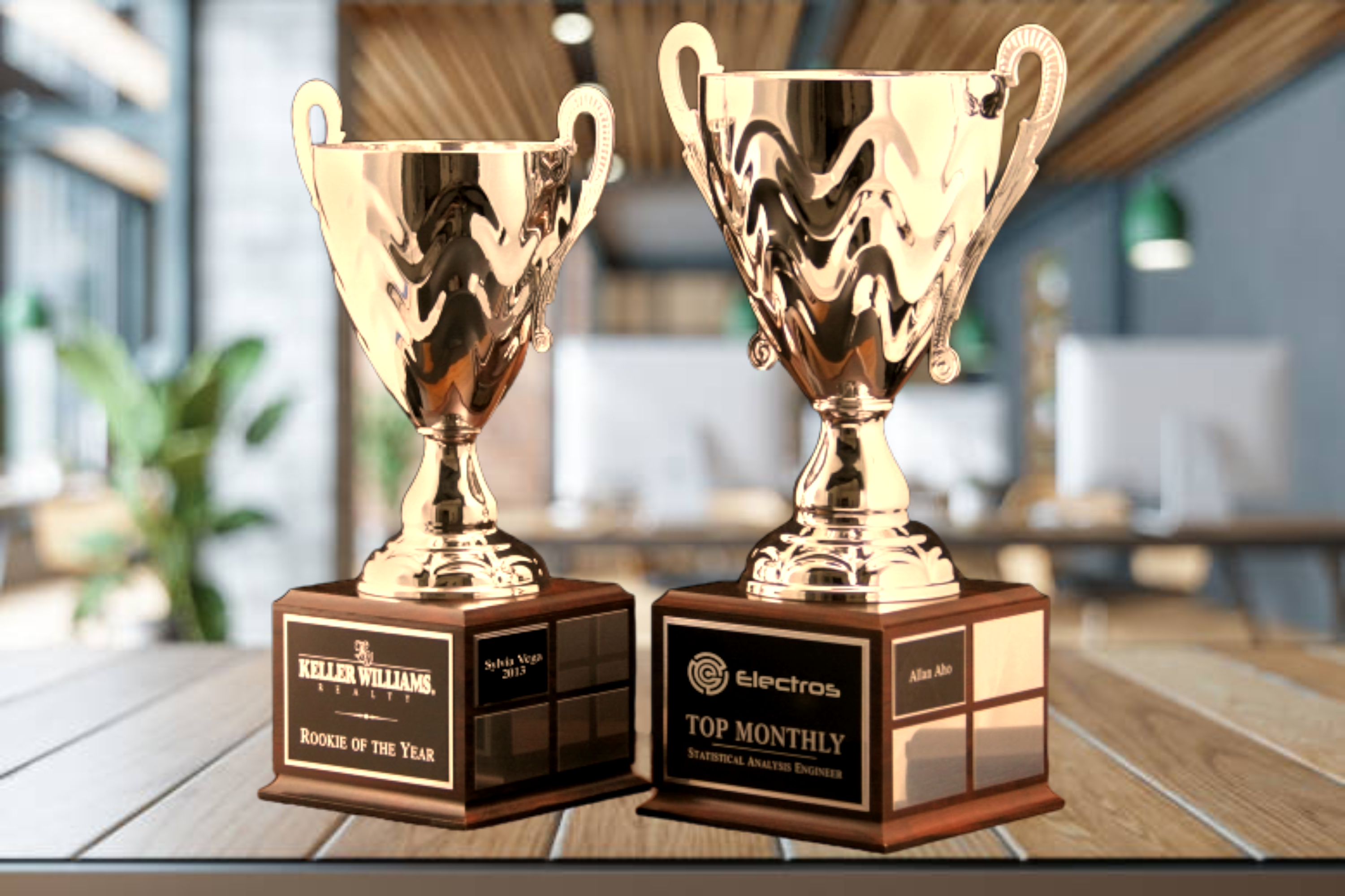 Wave Perpetual Gold Cup Trophy Award w/Perpetual Base 5
