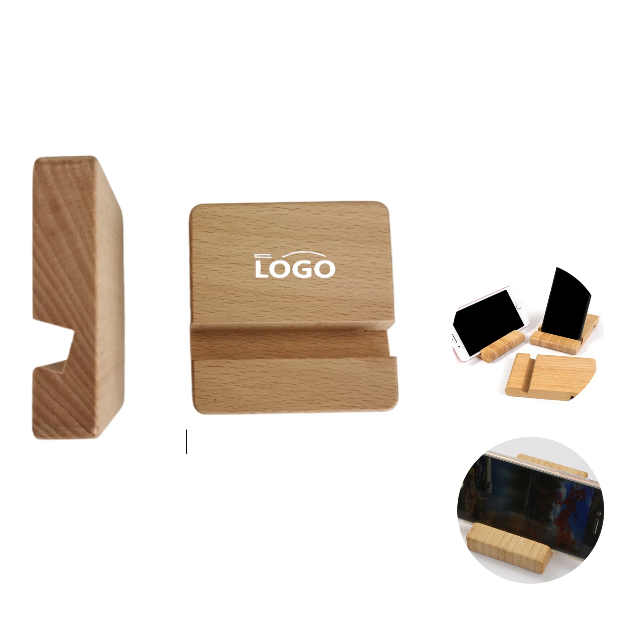 MOQ50 Wooden Phone Stand Tablet Base 3