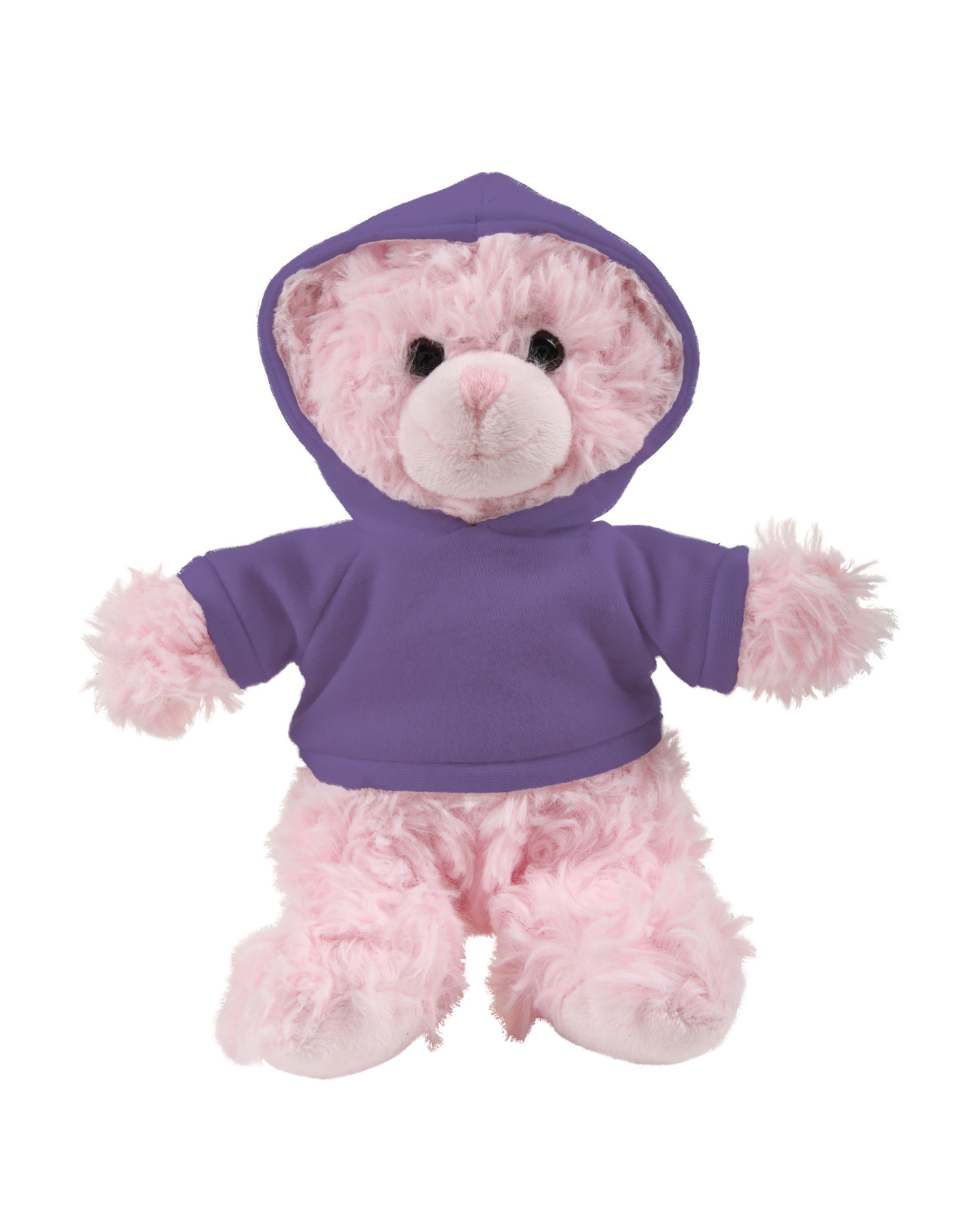 soft plush  Pink Curly Sitting Bear with hoodie 2