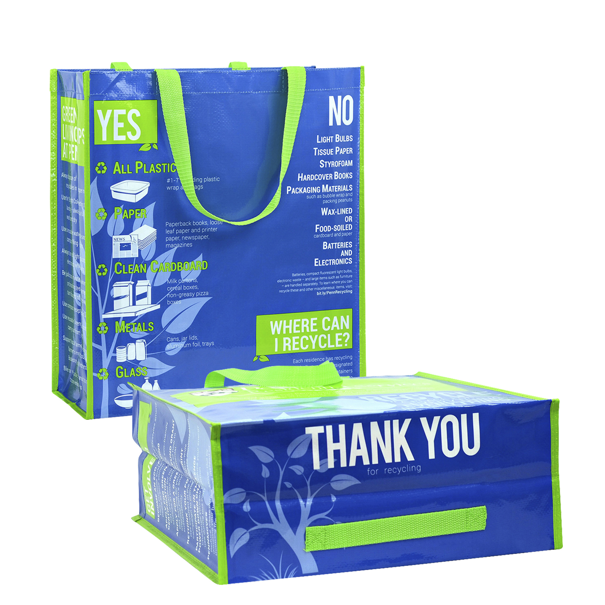 Eco-responsible Laminated Woven Community Recycling Bag 15"x17"x7" 1