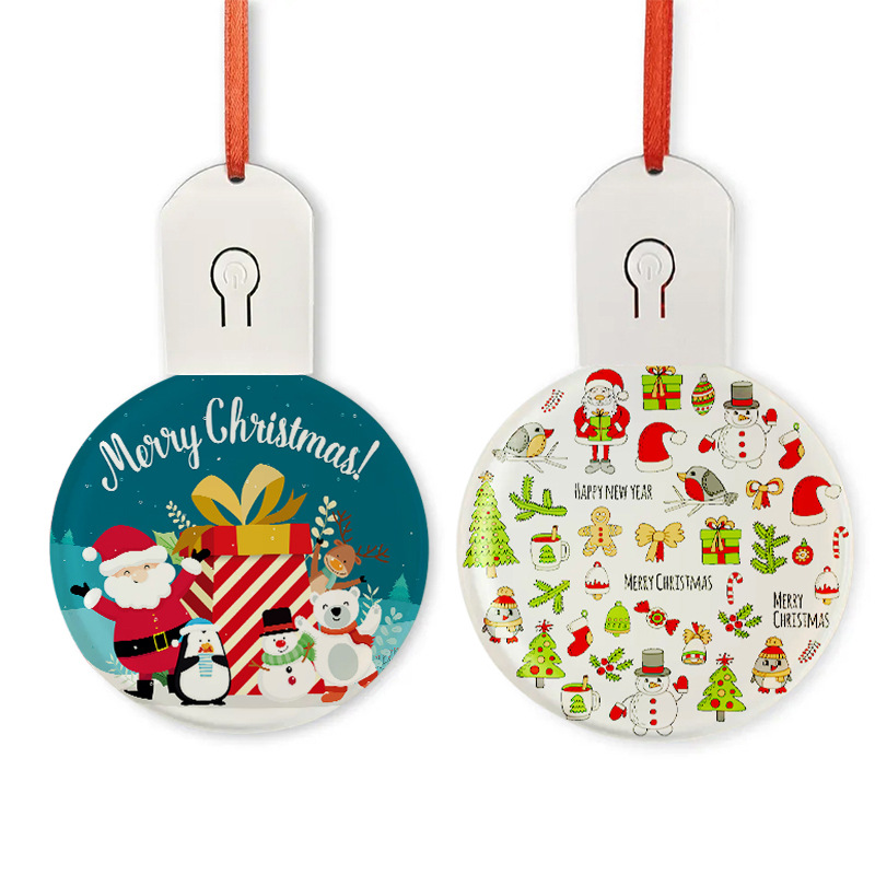 Round Acrylic Luminous Christmas Pendants (Red Strings) 2