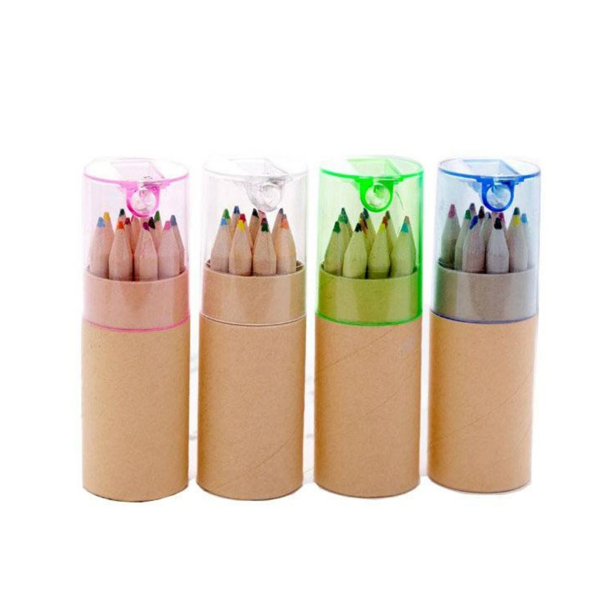 12 Pack Colored Pencil Set in Kraft Tube with Sharpener 6