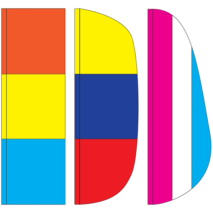 3' x 10' 3 Stripe Solid Color Feather Flags 2