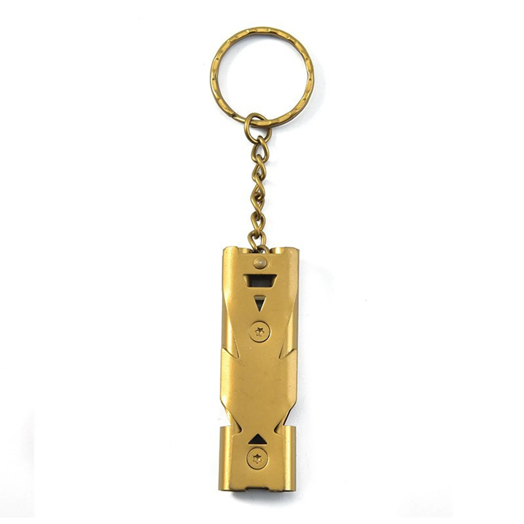 Metal Double Pipe Emergency Survival Self Defense Whistle 2