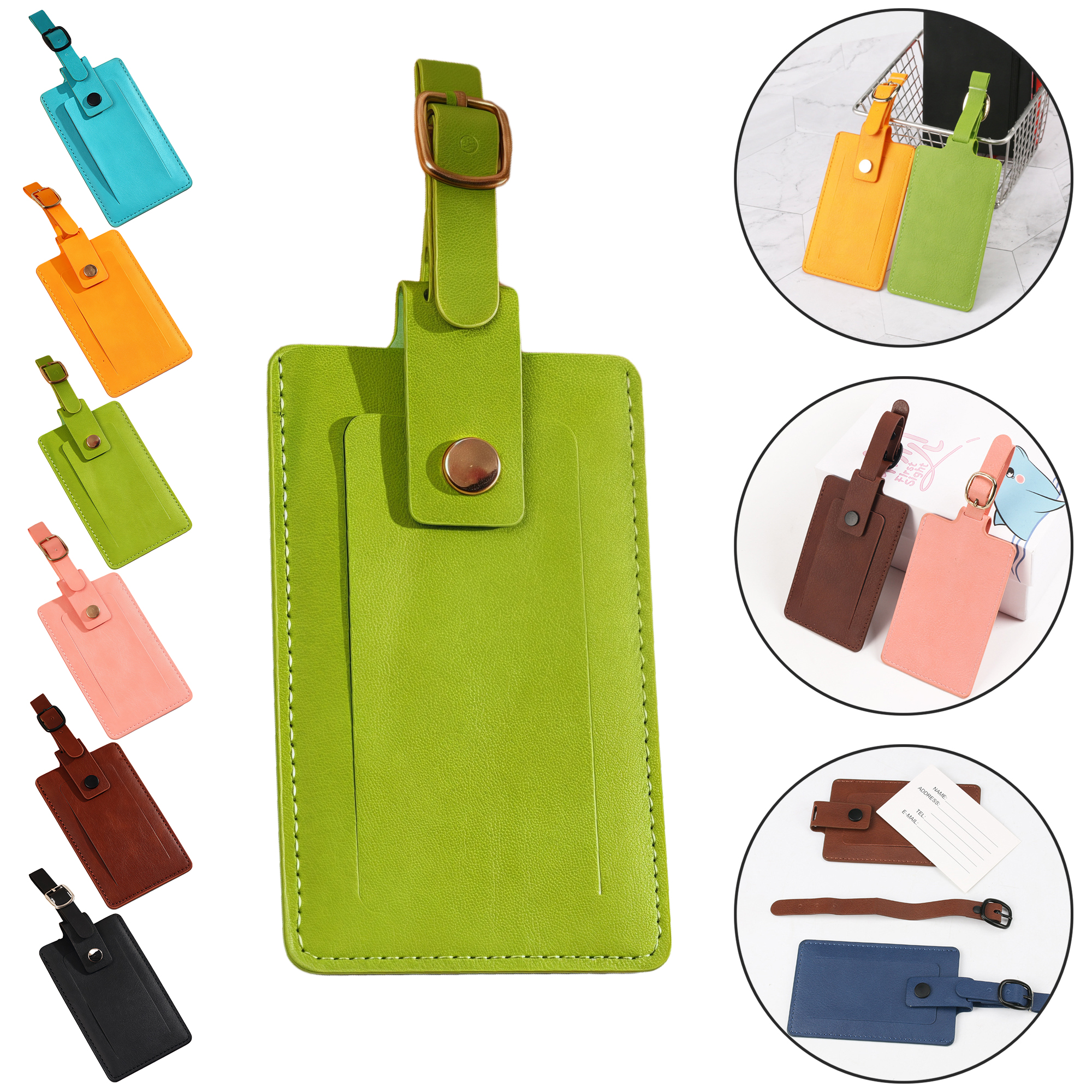 Thick PU Leather Luggage Tag with Flip Cover 2