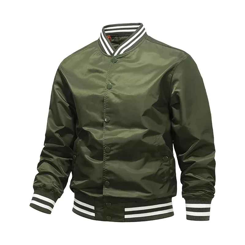 Men's Striped Trim Varsity Bomber Jacket 3