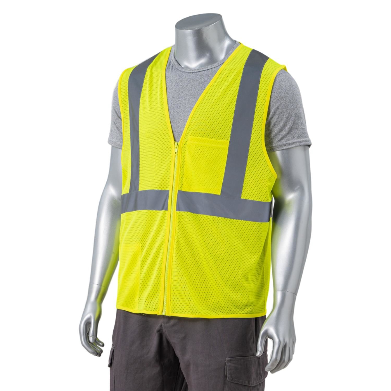 Class 2 Single Band Reflective Tape Safety Zipper Vest With Pocket 3