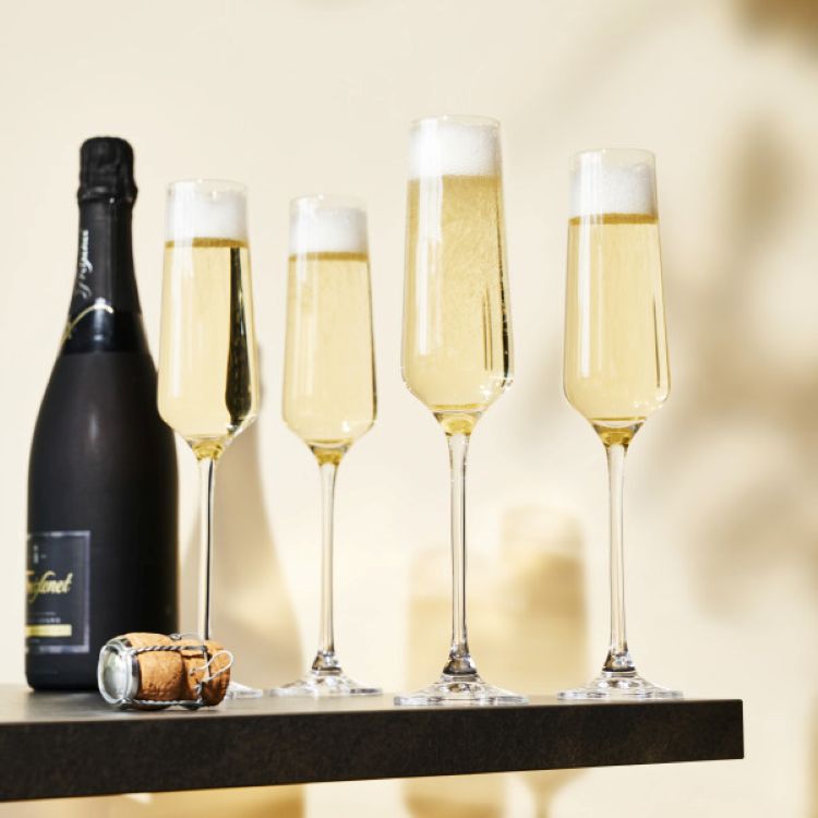 Viski® Reserve Inez Crystal Flute Glass, set of 4 2
