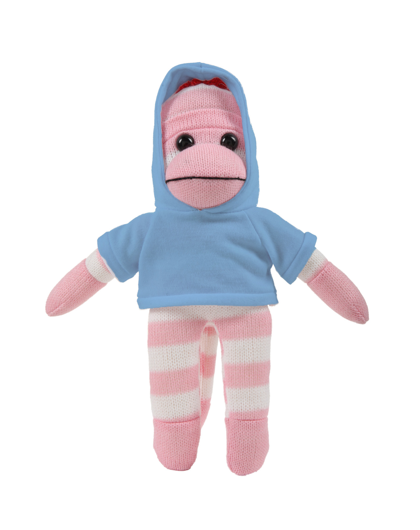 soft plush Pink Sock Monkey with hoodie