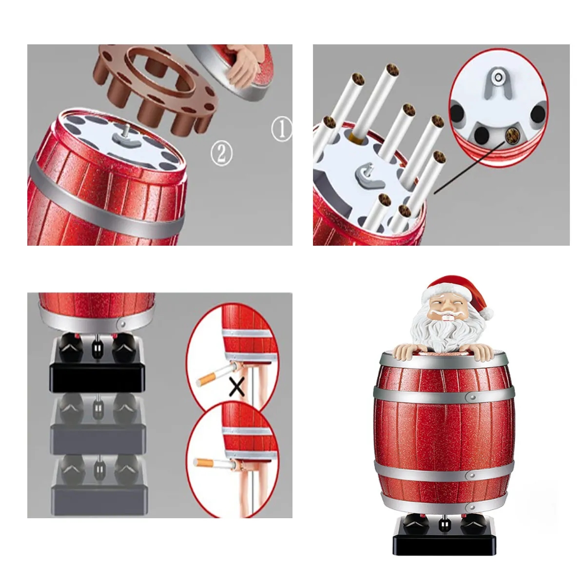 Funny Creative Spoof Santa Claus Wooden Barrel Cigarette Box 5