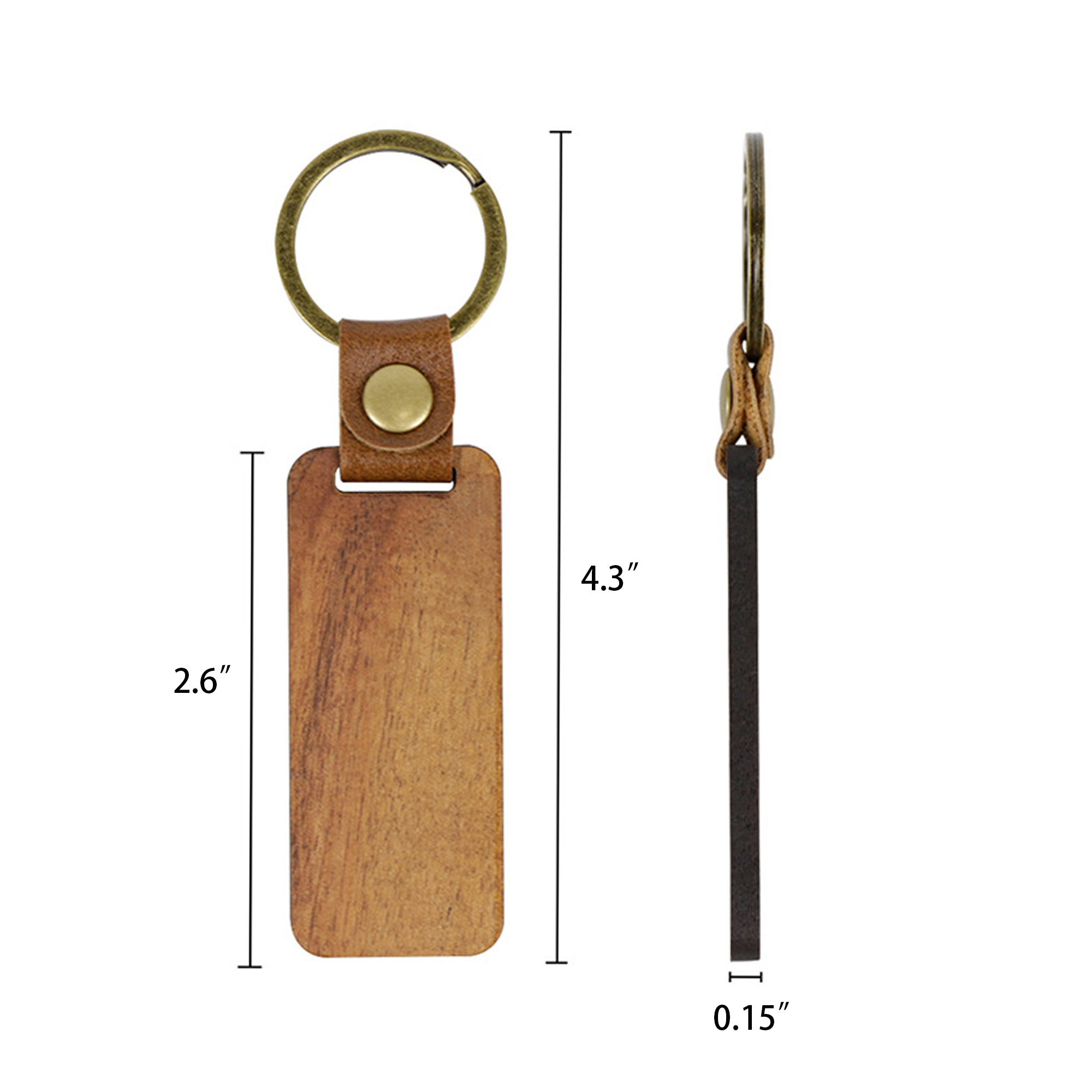 Custom Engraved Wooden Keychain with Leather Strap 5