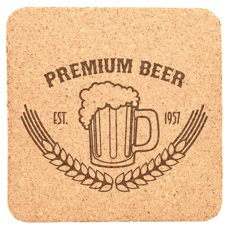 Square Natural Cork Coasters (4")