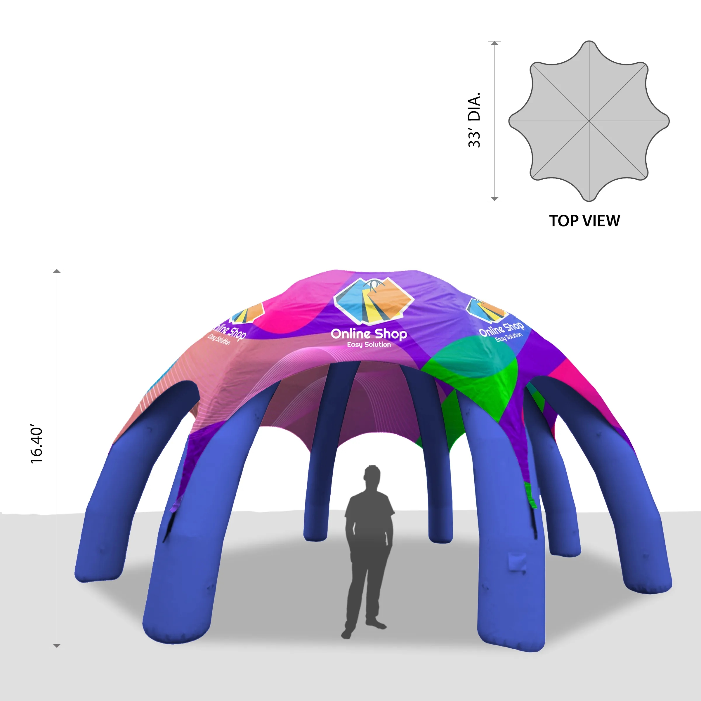 33' Custom Inflatable Spider Tent with 8 legs with Canopy 3