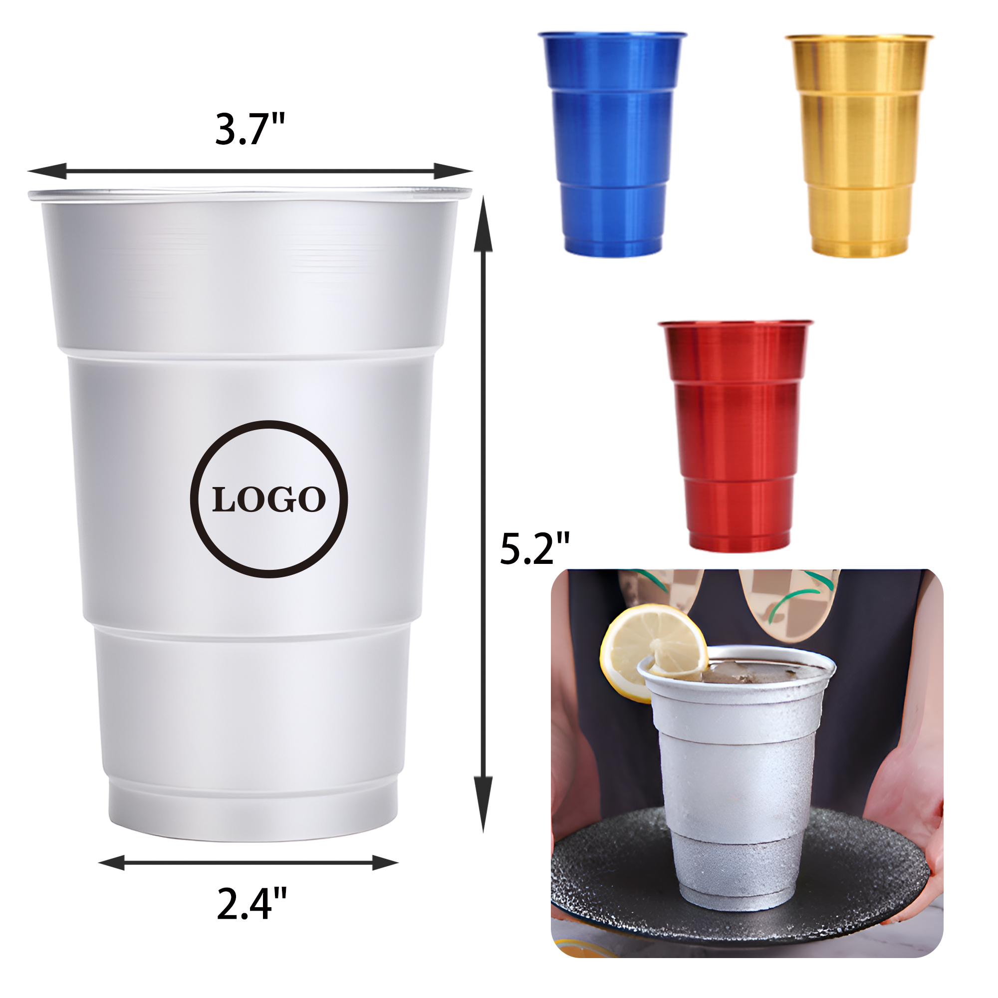 MOQ 50 PCS 16 OZ Lightweight Aluminum Cup 7