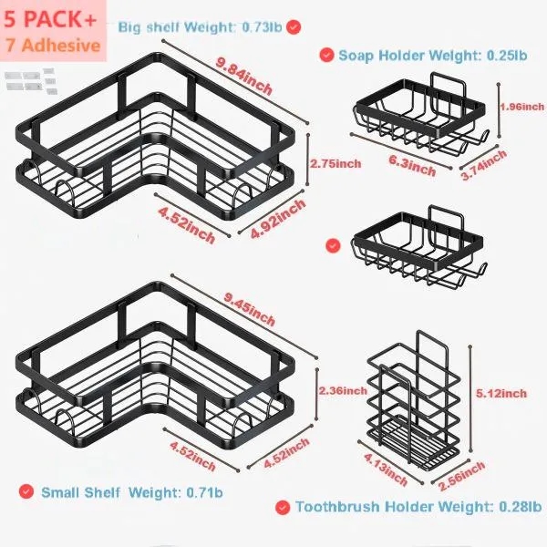 Non Punch Corner Shower Caddy 2
