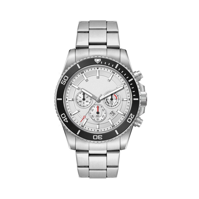 42.5MM, SS, SILVER CASE, BK BEZEL,  CHRONO MVT, DTE 3