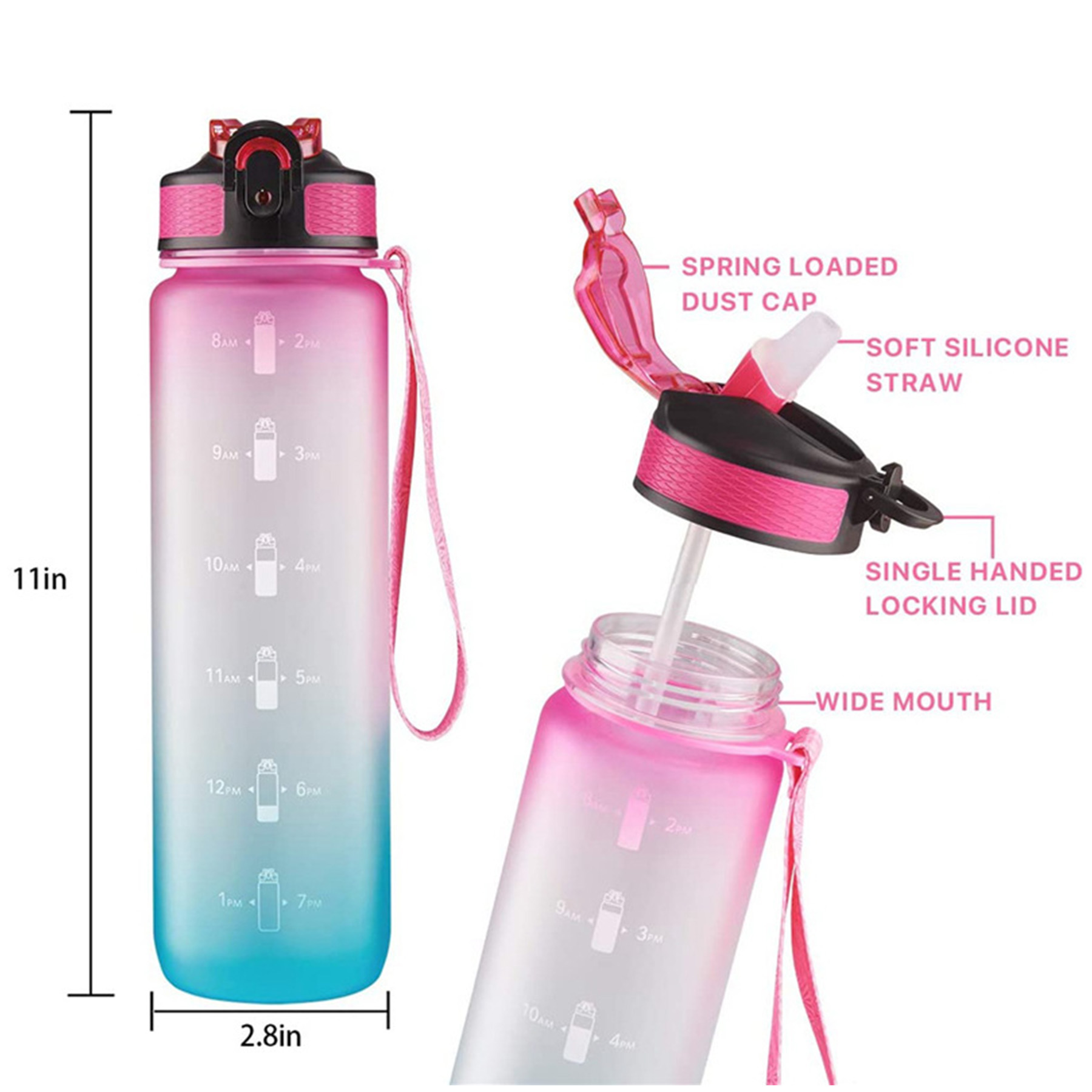 Gradient Water Bottle With Time Marker 4