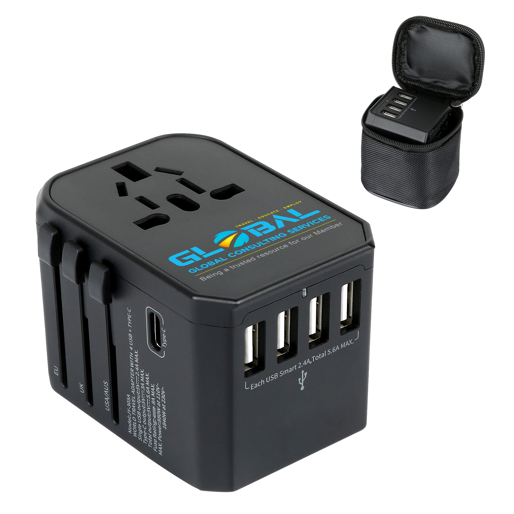 Universal Travel Adapter With 4 USB-A And 1 Type-C Ports 8