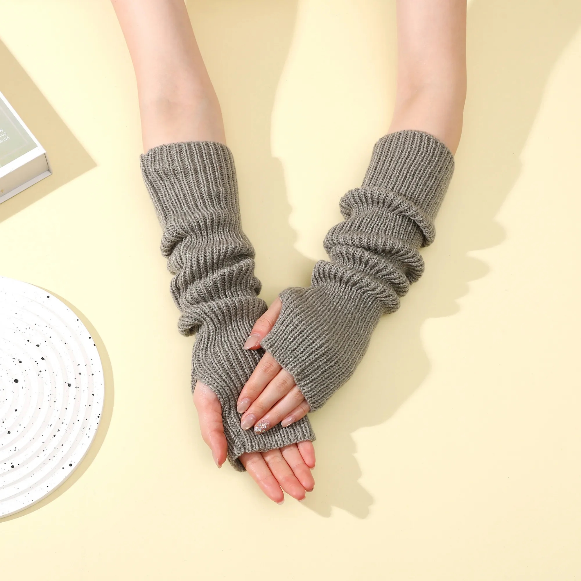 Long Fingerless Knit Winter Arm Warmers 27