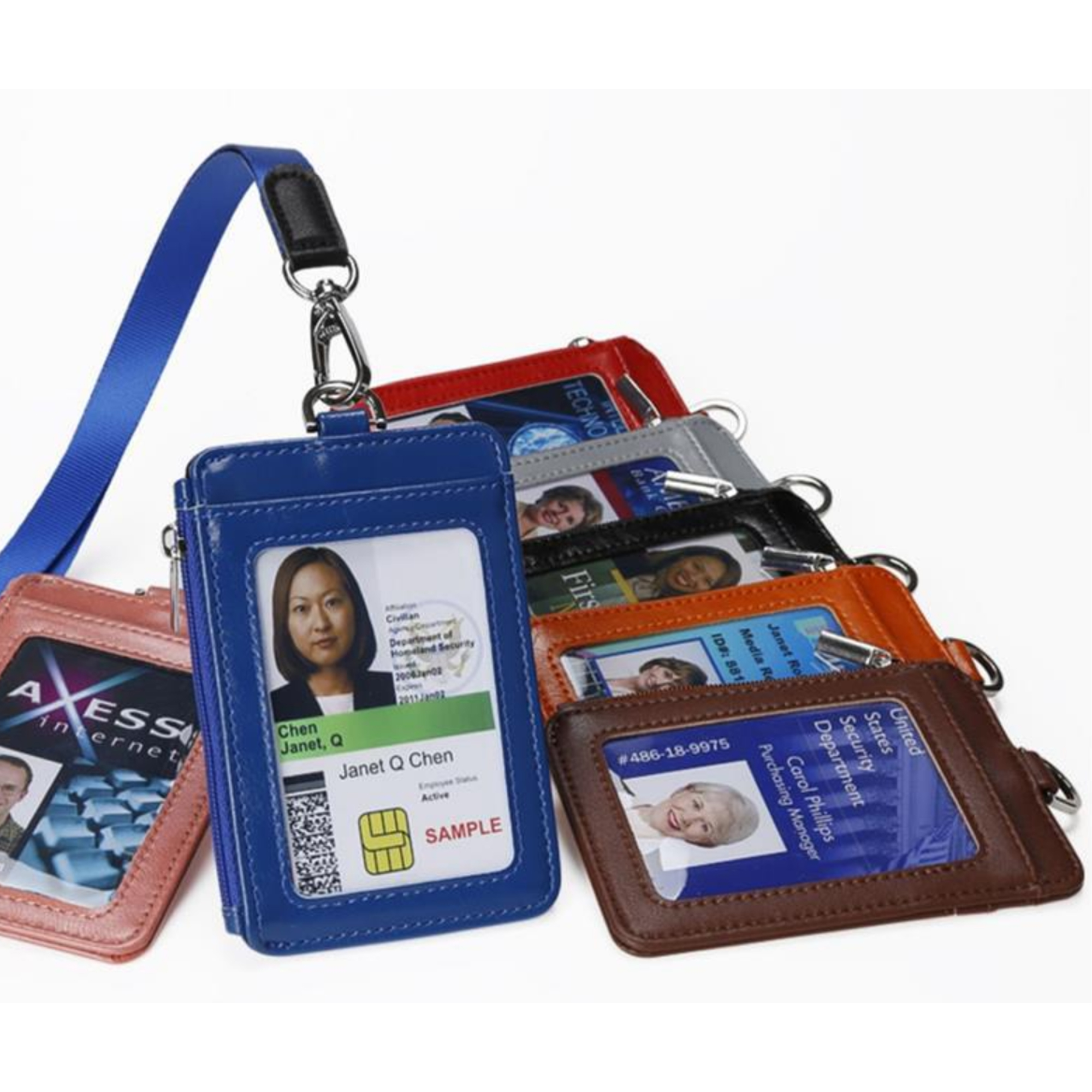 Leather Card Zippered Holder Id Badge Holders 3