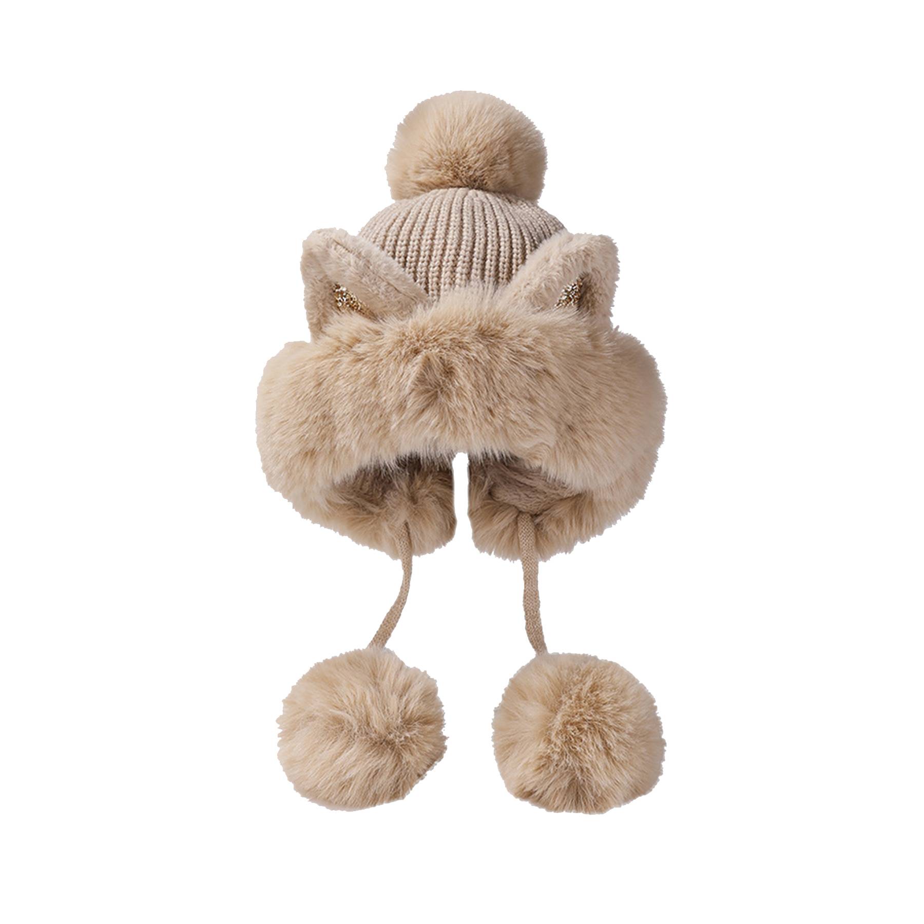 Women Winter Warm Cute Cat Ears Knitted Beanie Hat 9