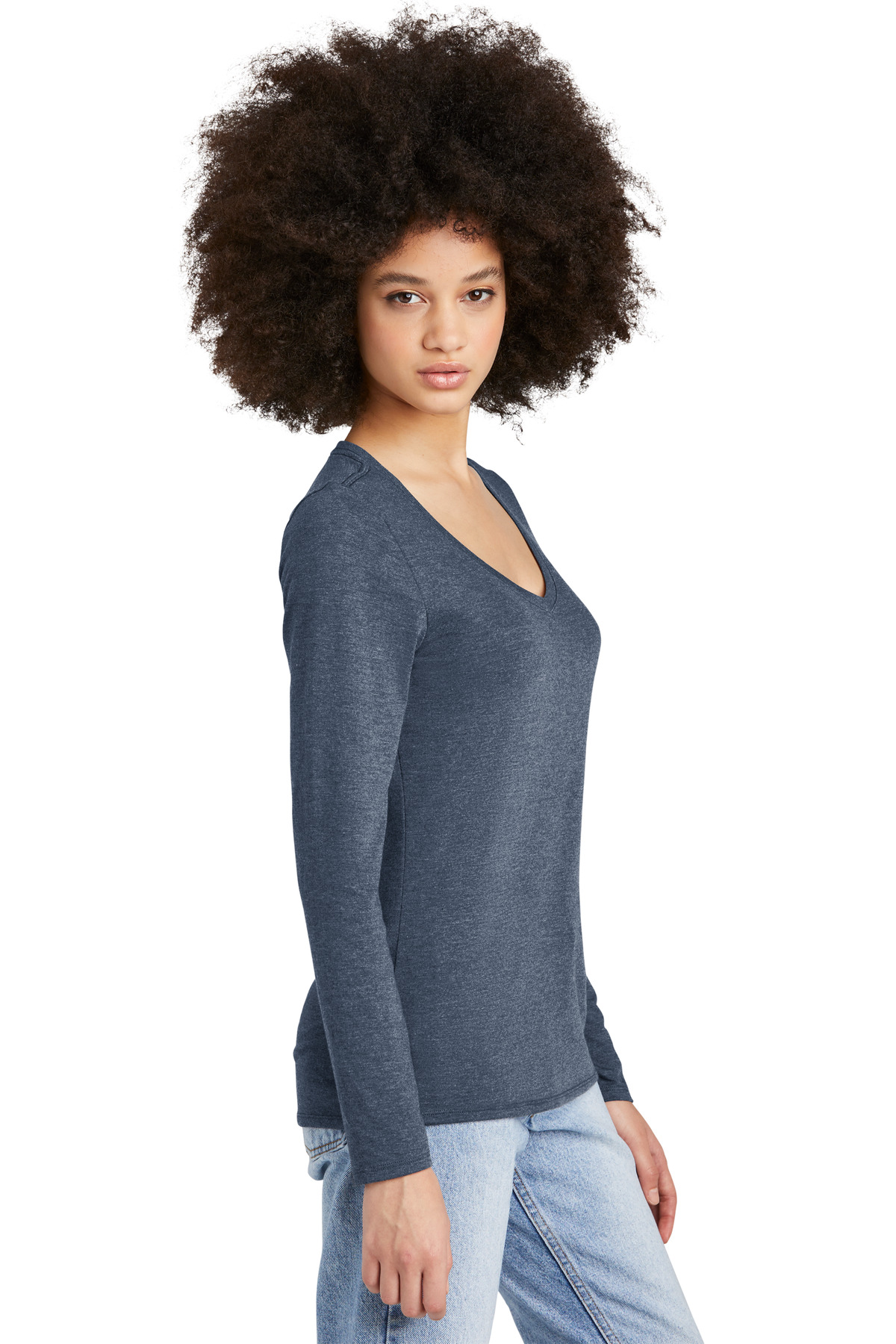 District Women's Perfect Tri Long Sleeve V-Neck Tee DT135 68