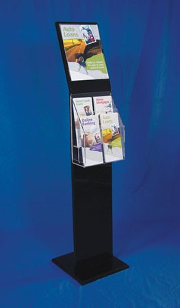 Black Acrylic Floor Literature Display with 8 5x11 Sign Holder