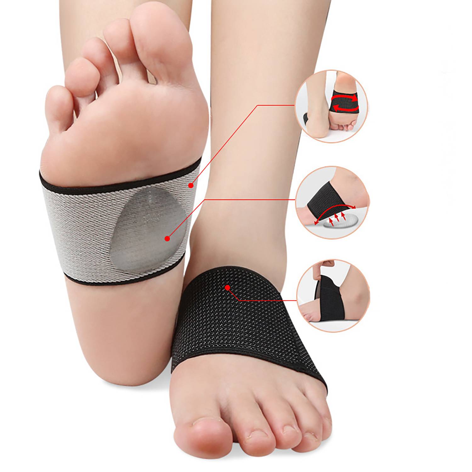 Shock-Absorbing Arch Support Bandage Foot Pads 5