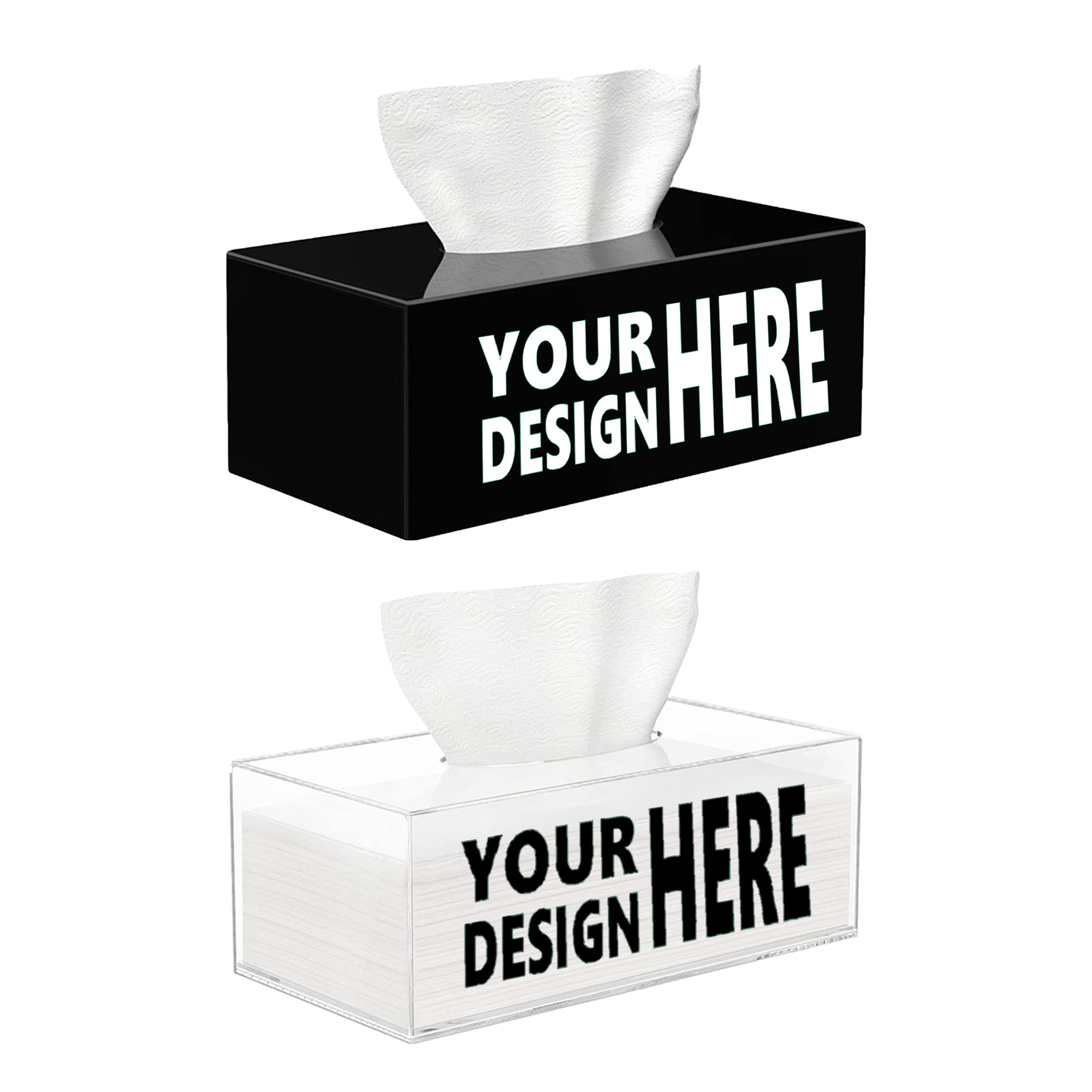 Acrylic Tissue Box Holder with Ad Space 1