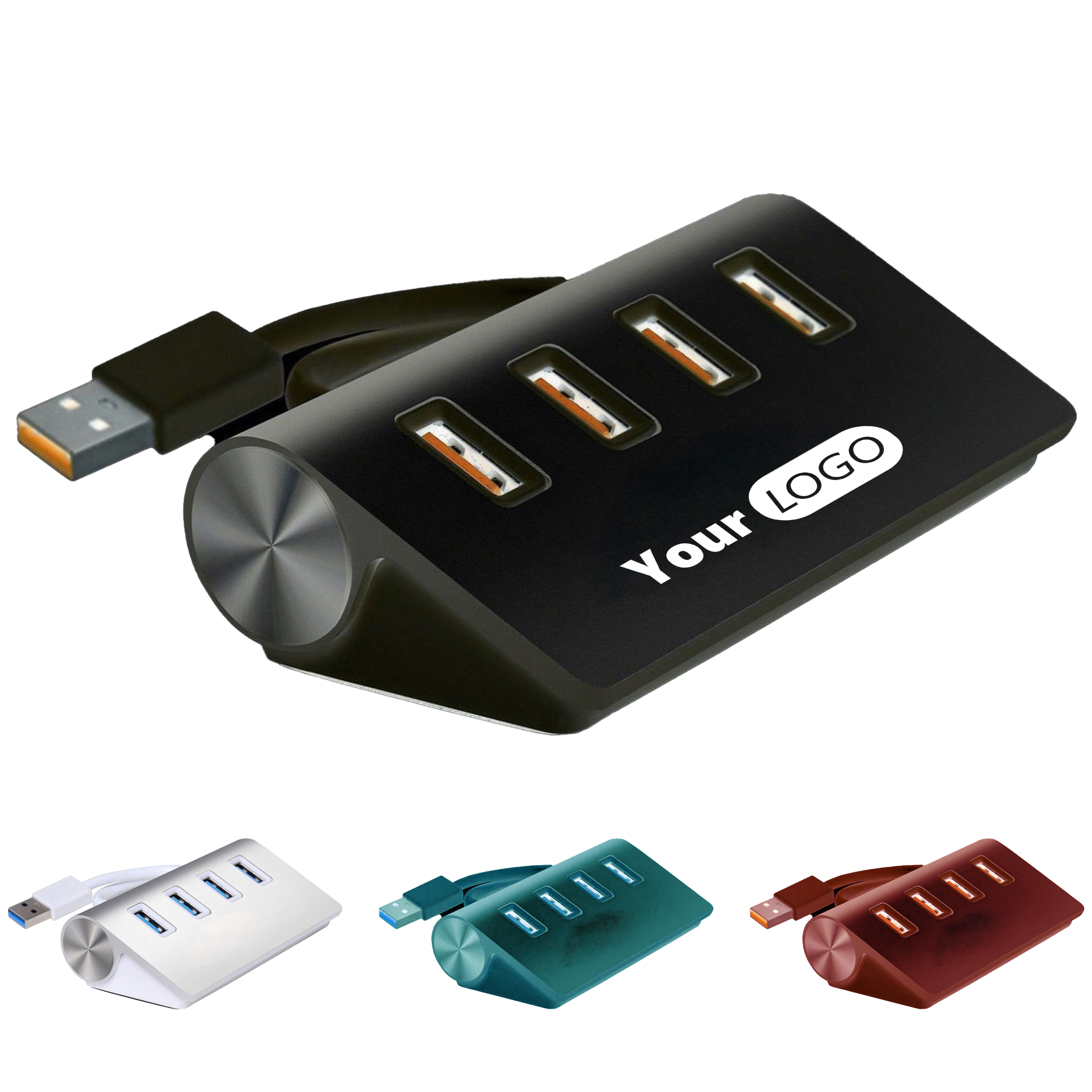 Aluminum Alloy Compact Usb 3.0 Hub With 4 Ports And High-Speed Connectivity 2