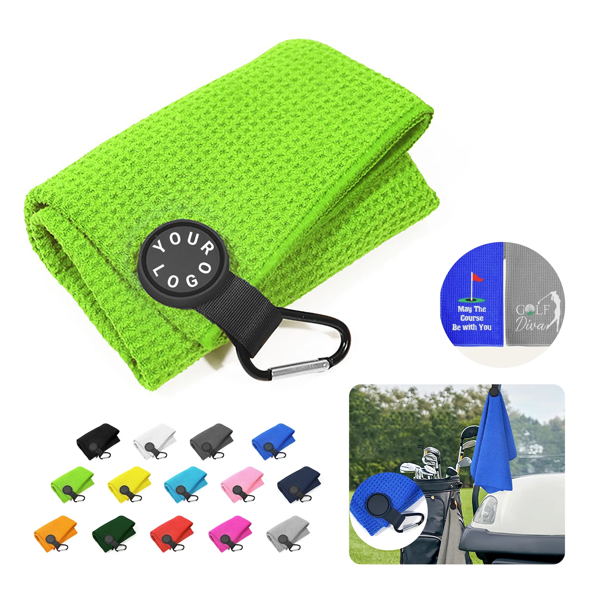 Round Microfiber Golf Towel with Strong Magnet 1