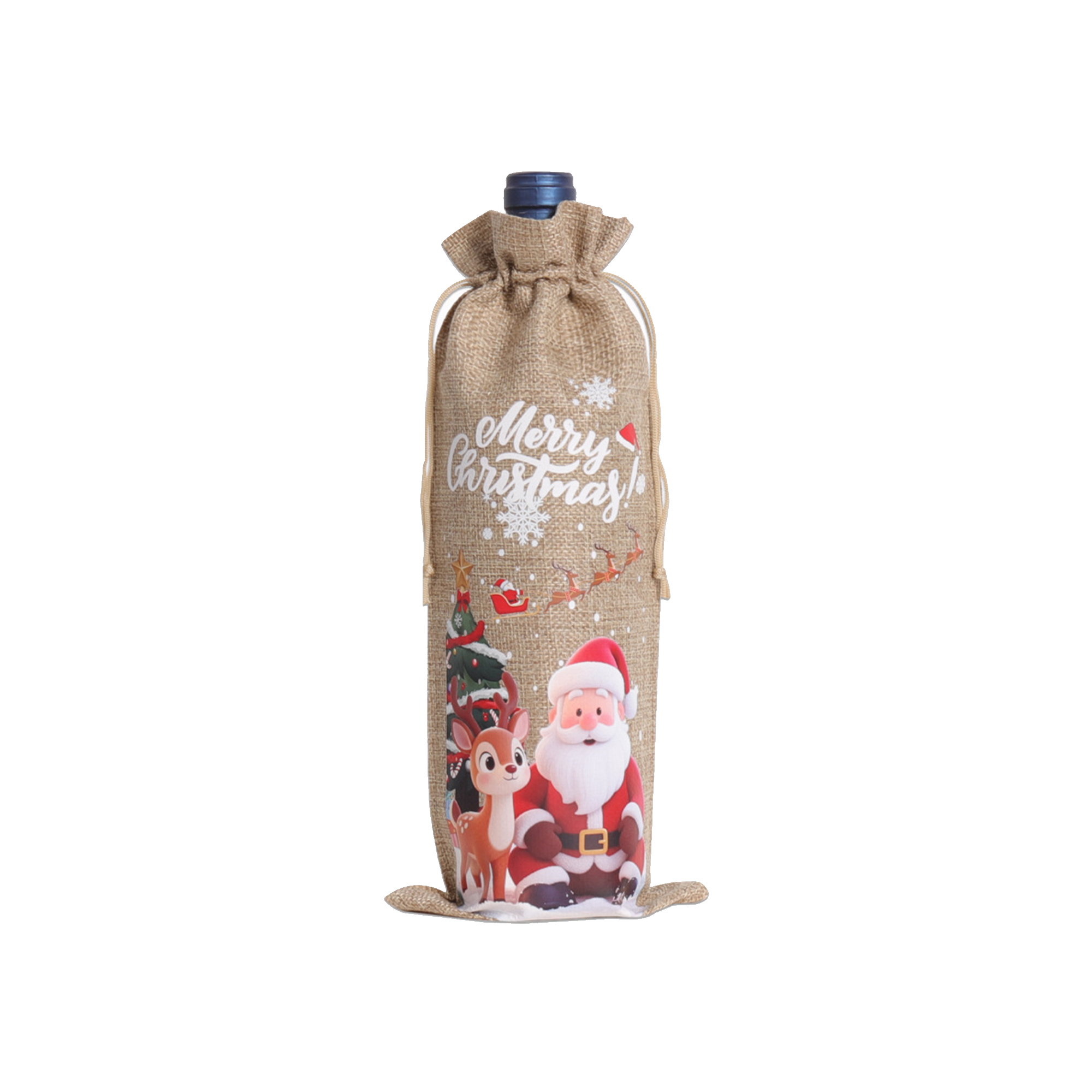 Linen Drawstring Bottle Sleeve 6" x 14" 5
