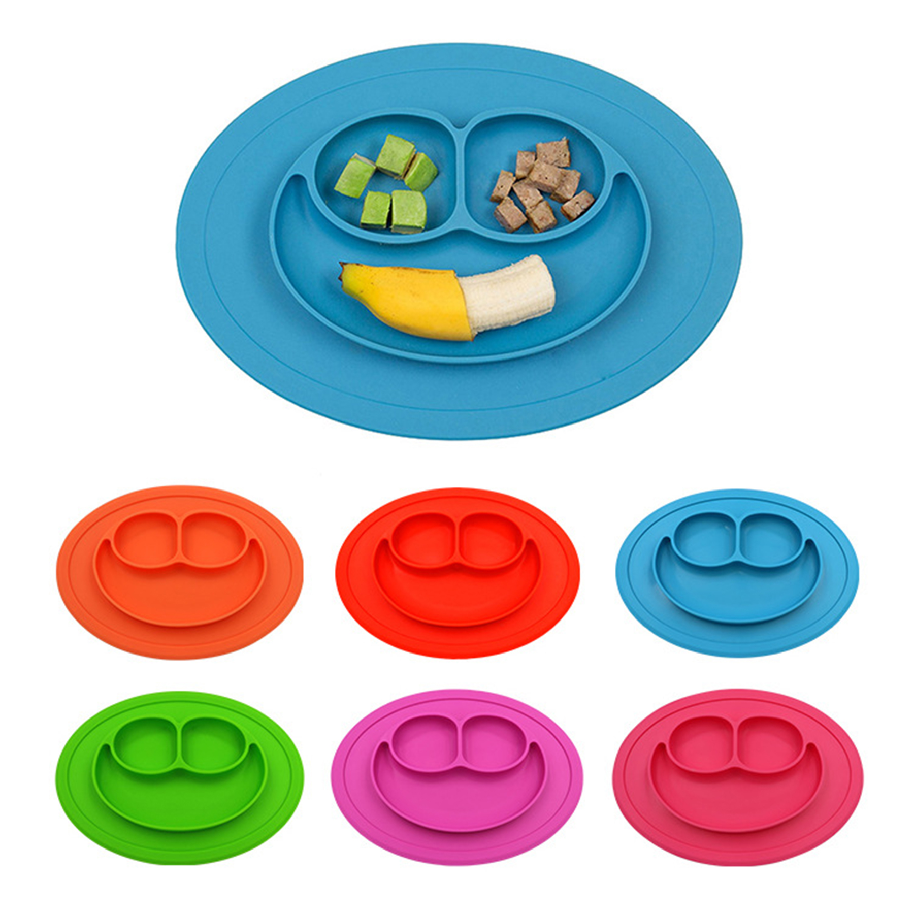 Smile Face Skidproof Silicone Placemat Bowls 1