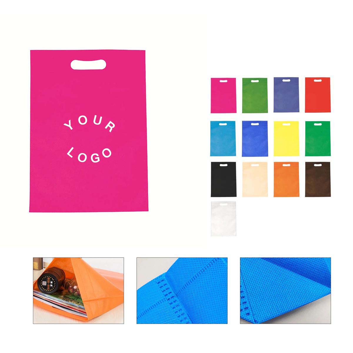 Nonwoven Tote Bag with Cut Handles Reusable 15