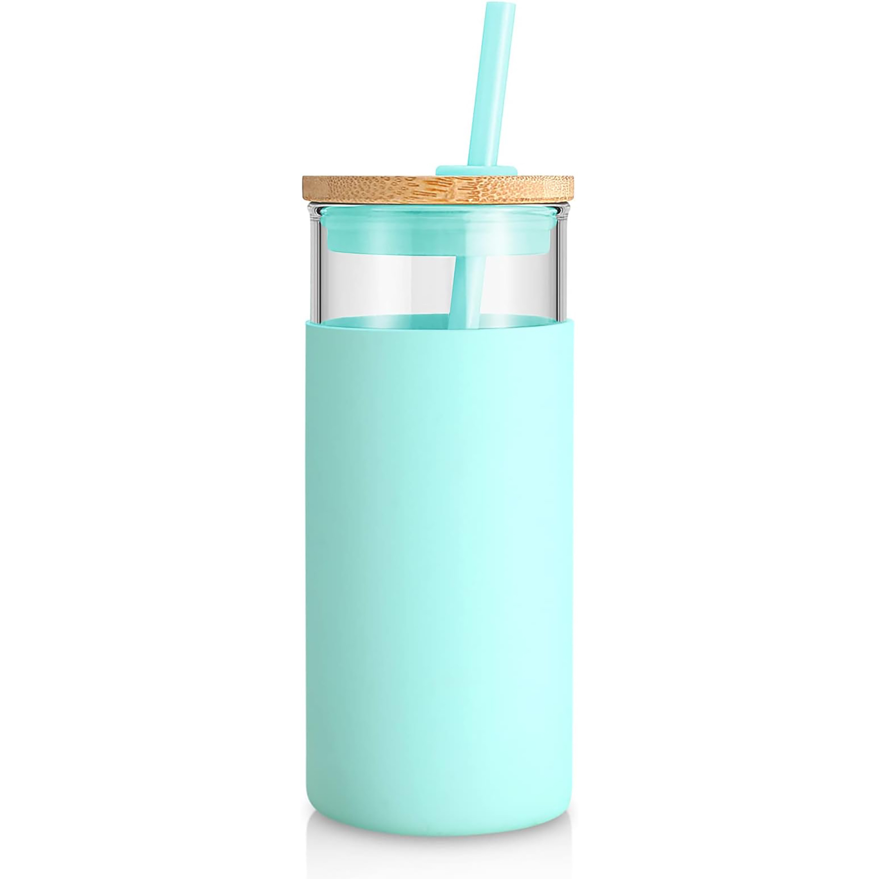 20 Oz Glass with Bamboo Lid and Straw 23