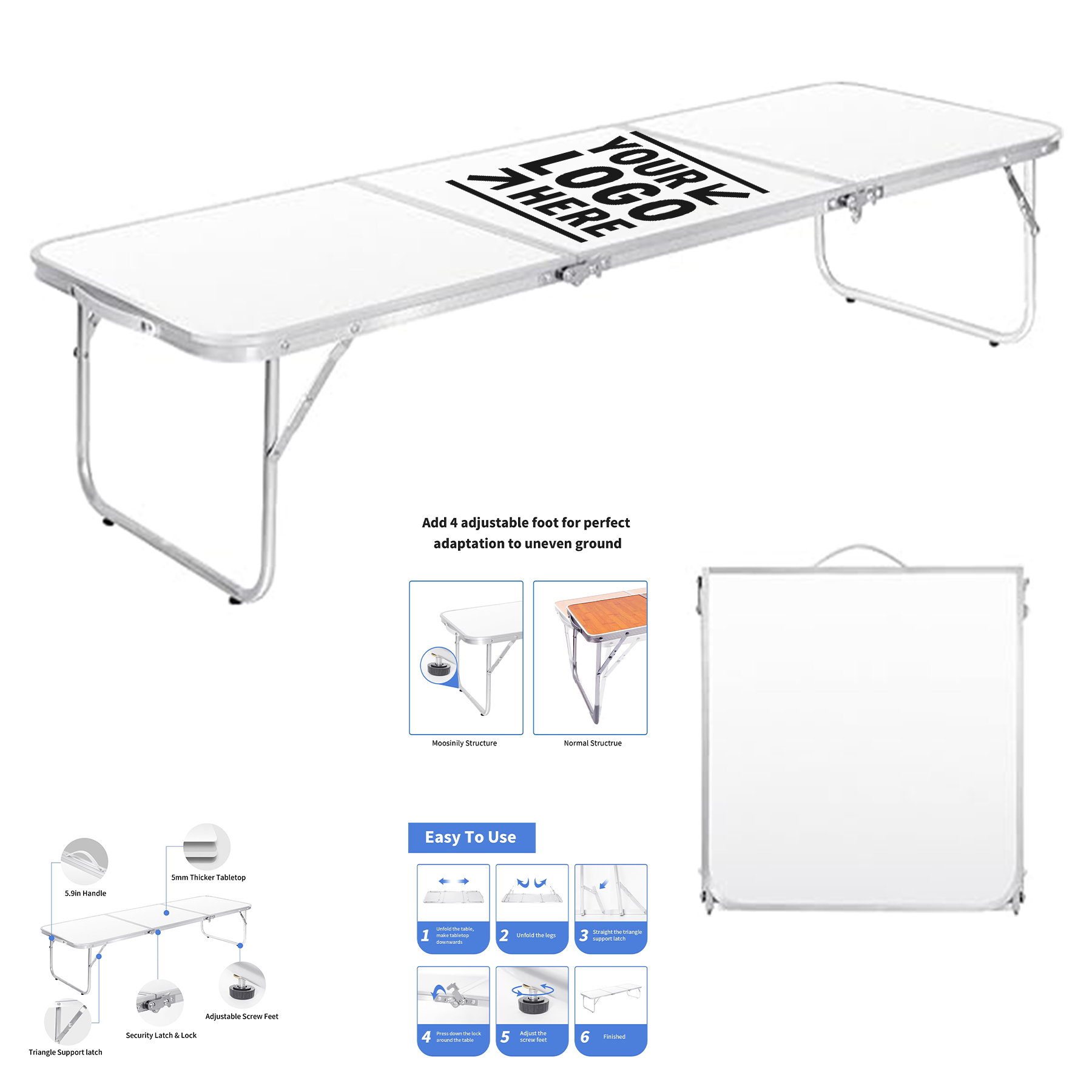 4Ft Portable Picnic Foldable Low Beach Lightweight Aluminum Camping Table