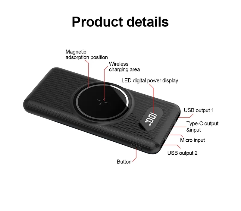 15W LED Display 10000mAh Power Bank 2
