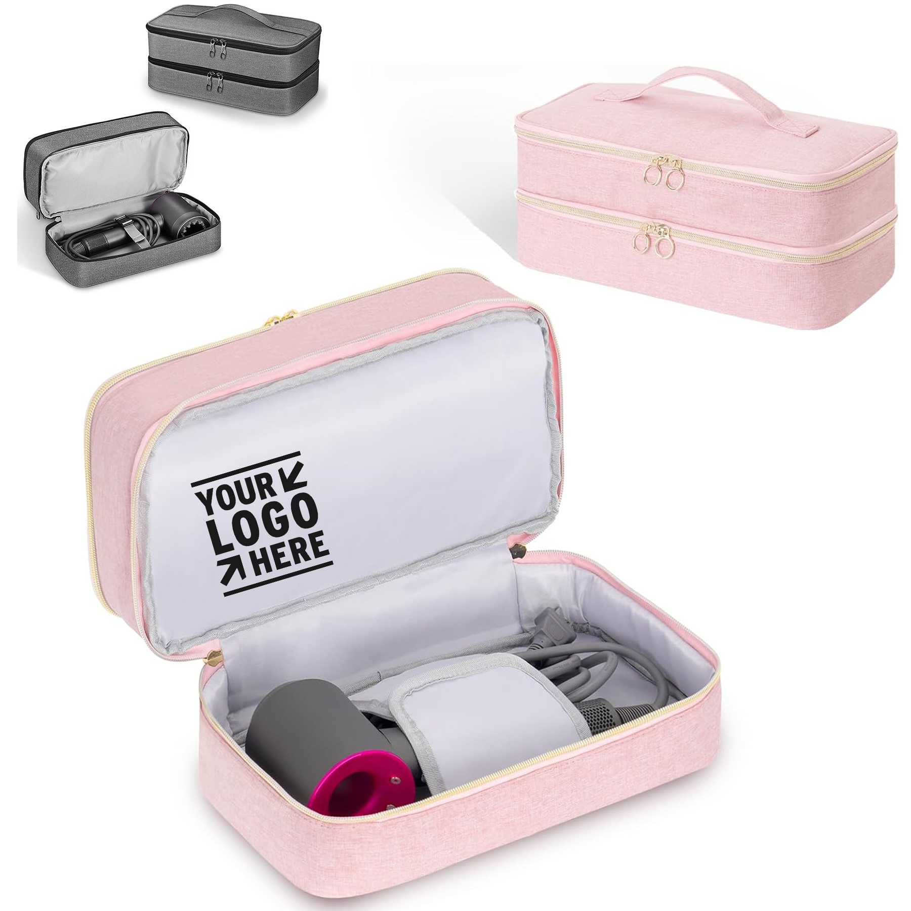 Hair Dryer Attachment Double Layer Travel Carrying Case Portable Storage Organizer Bag 2